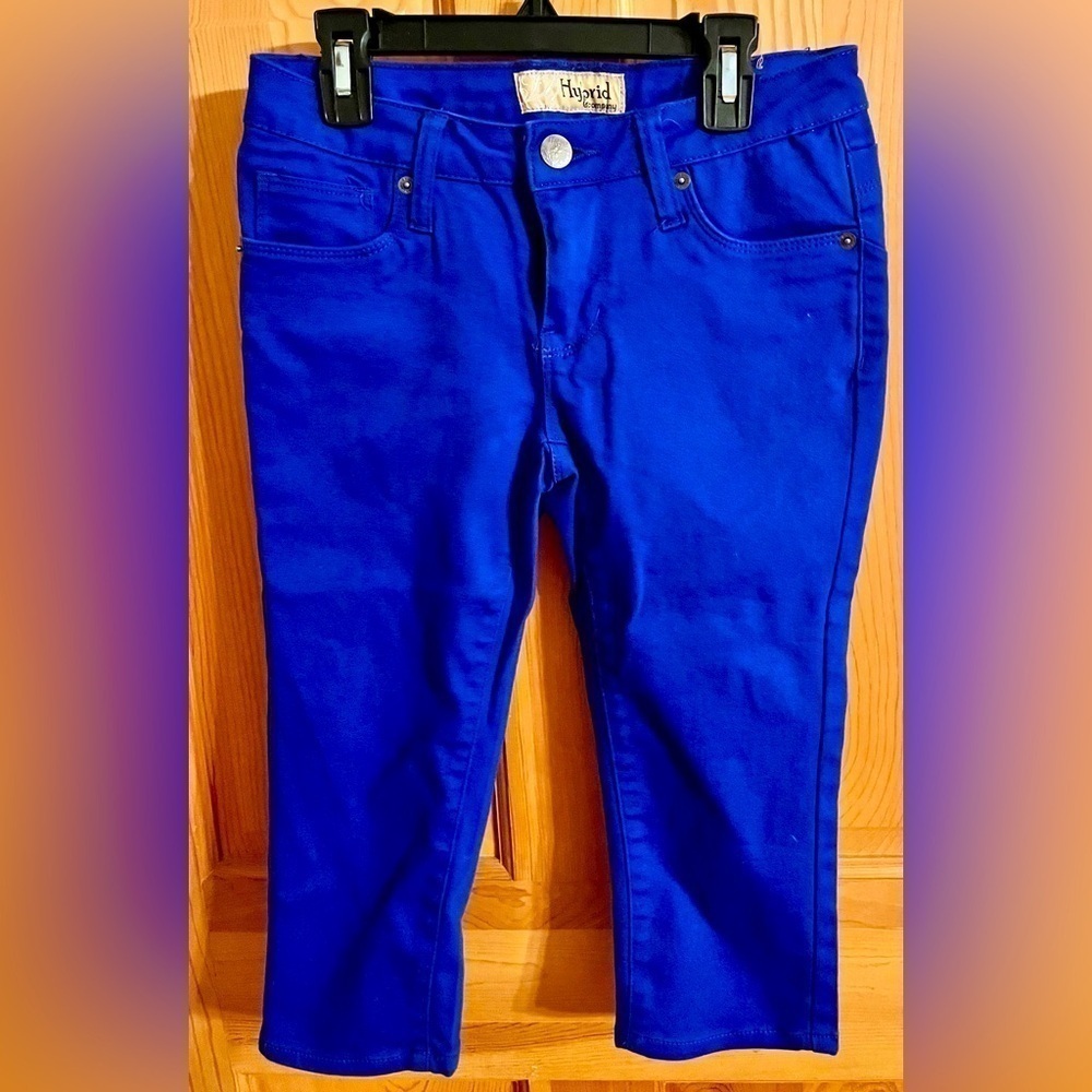 Hybrid & Co. Royal Blue Skinny Capri Pants Juniors Size 1 Stretch Cropped Denim